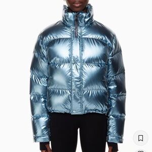 Aritzia Super Puff Shortie metallic blue NWOT